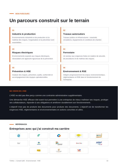 Page 3 de la brochure TriAltis : Parcours et références