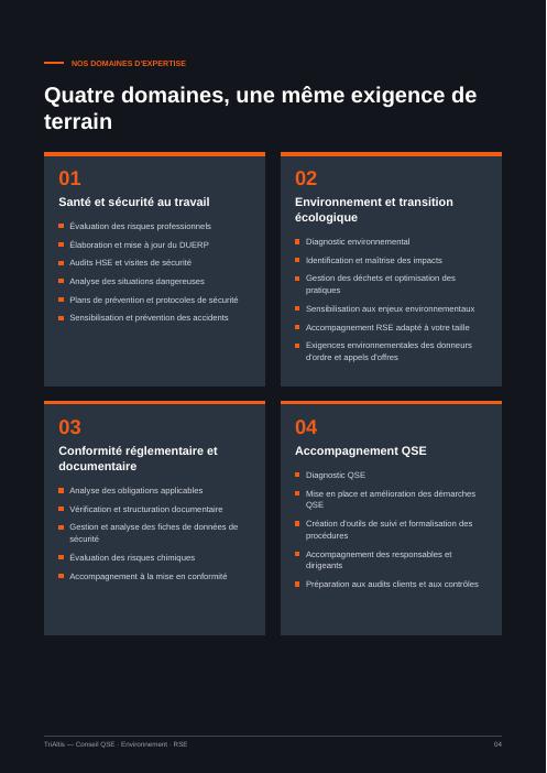 Page 5 de la brochure TriAltis : Domaines d'expertise